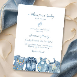 Invitación Modern Blue Jean Baby está en camino a Baby Shower