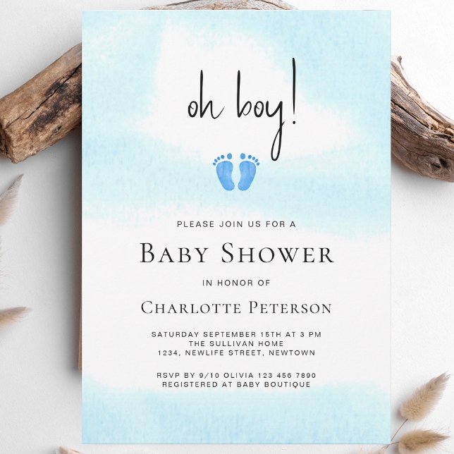 Invitación Modern Blue Oh Boy Baby Shower (Subido por el creador)
