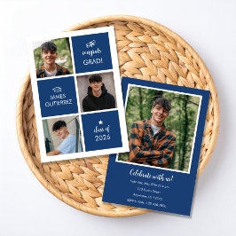 Invitación Modern Blue Photo Graduation Party Invitation