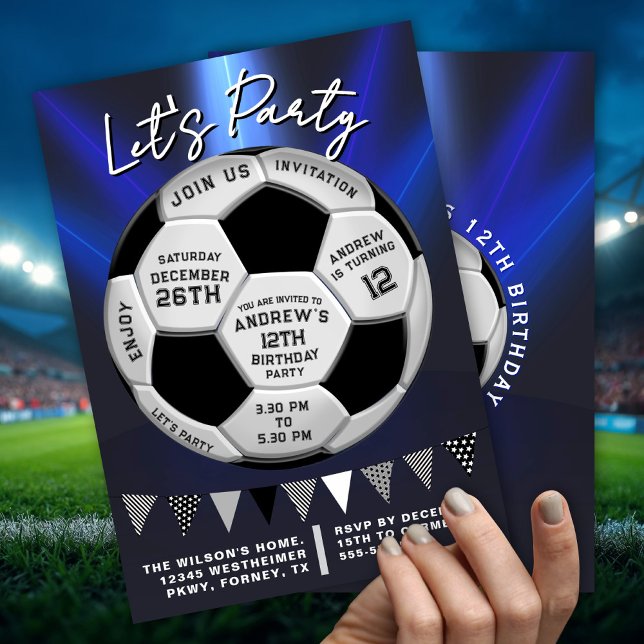 Invitación Modern Blue Sporty Soccer Boys Birthday (Subido por el creador)