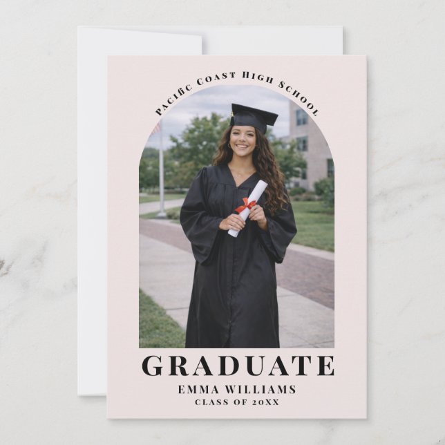 Invitación Modern Blush Arch Graduate Announcement (Anverso)