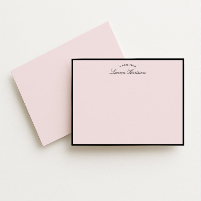 Invitación Modern Blush Pink Black Frame Note Card (Subido por el creador)