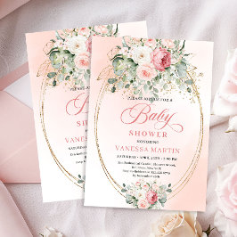 Invitación Modern Blush Rose Gold Girl Baby Shower Invitation