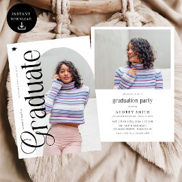 Invitación Modern Boho Arch 2 Photos Graduation
