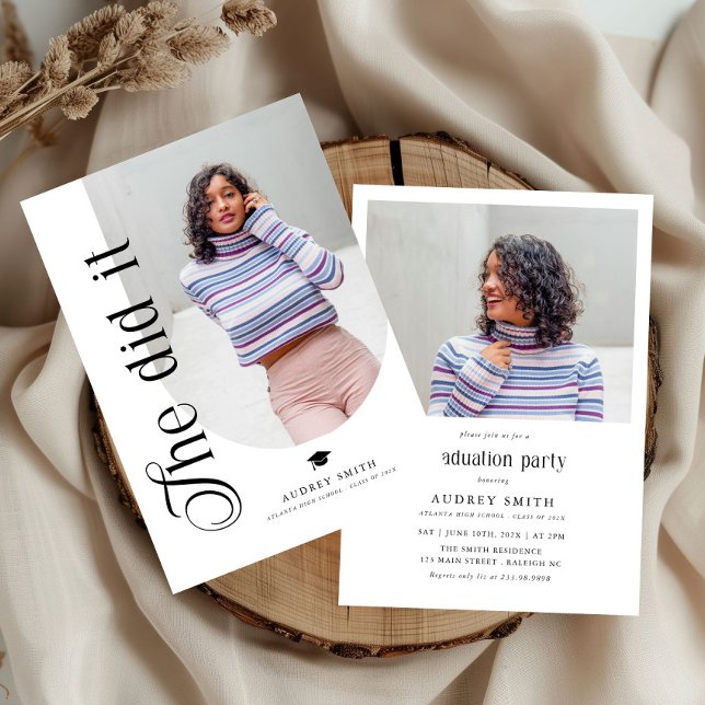 Invitación Modern Boho Arch 2 Photos Graduation (Subido por el creador)