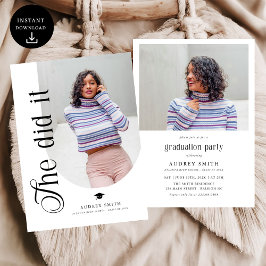 Invitación Modern Boho Arch 2 Photos Graduation