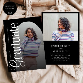 Invitación Modern Boho Arch 2 Photos Graduation