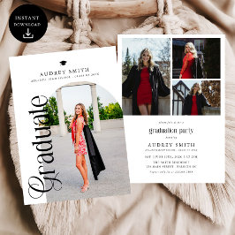 Invitación Modern Boho Arch 4 Photos Graduation