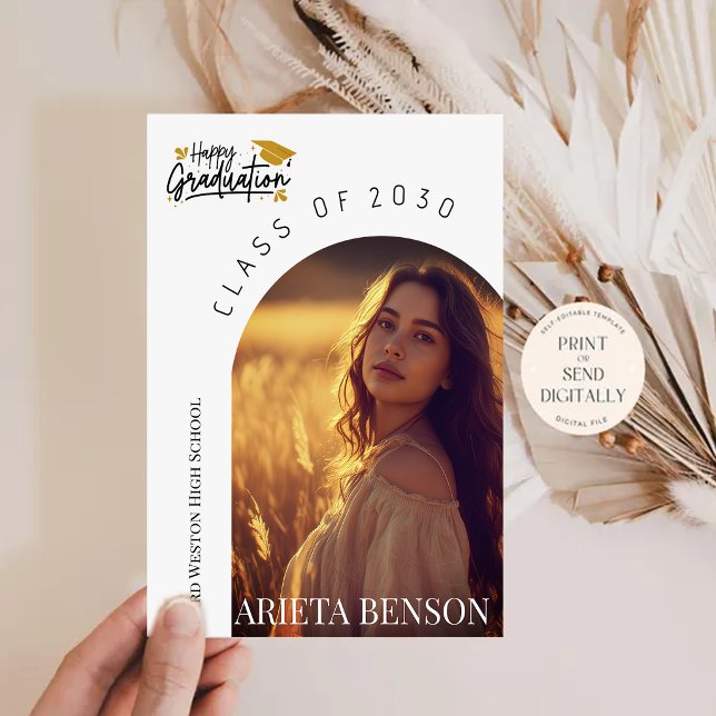 Invitación Modern Boho Arch Photo Graduation Announcement  (Subido por el creador)