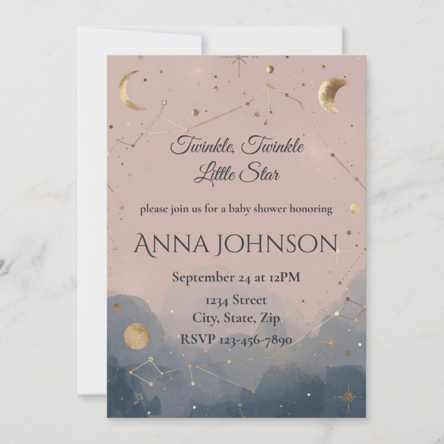 Invitación Modern Boho Celestial Baby Shower Invitation (Anverso)