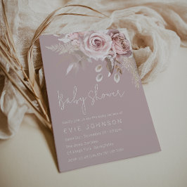 Invitación Modern Boho Dusty Rosa Baby Shower