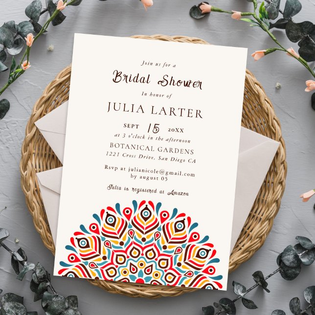 Invitación Modern Boho Ethnic Floral Mandala Bridal Shower (Subido por el creador)