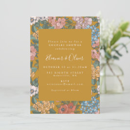 Invitación Modern Boho Floral Mustard Yellow Couples Shower