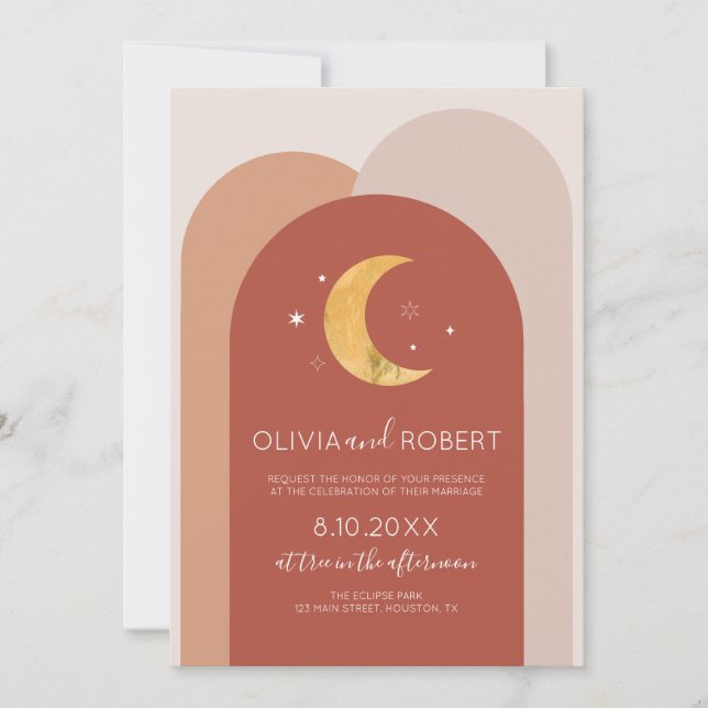 Invitación Modern Boho Moon Wedding Invitation (Anverso)