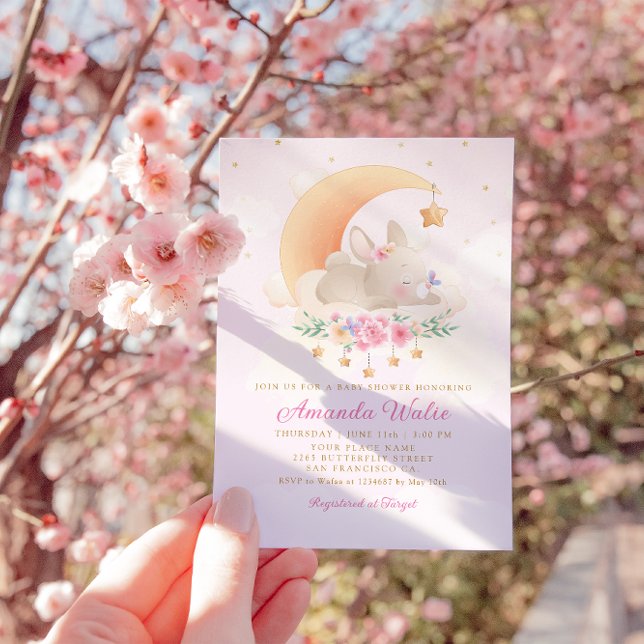 Invitación Modern Boho Watercolor Bunny Baby Shower (Subido por el creador)