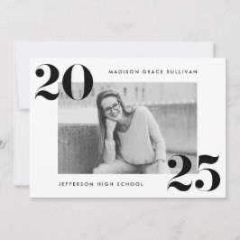 Invitación Modern Bold 2025 Black Photo Graduation Party