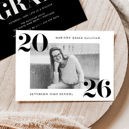 Invitación Modern Bold 2025 Black Photo Graduation Party