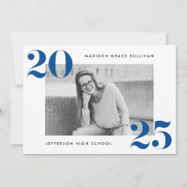 Invitación Modern Bold 2025 Blue Photo Graduation Party