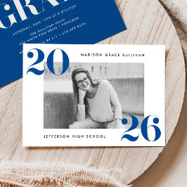 Invitación Modern Bold 2025 Blue Photo Graduation Party