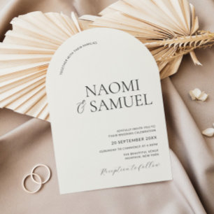 Invitación Modern Bold Names Arch Ecru Boda