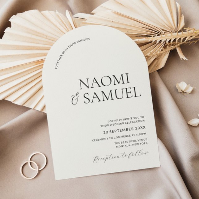 Invitación Modern Bold Names Arch Ecru Boda (Subido por el creador)
