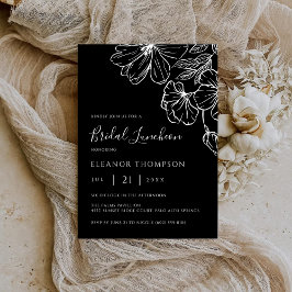Invitación Modern Botanical Black Line Art Bridal Luncheon 