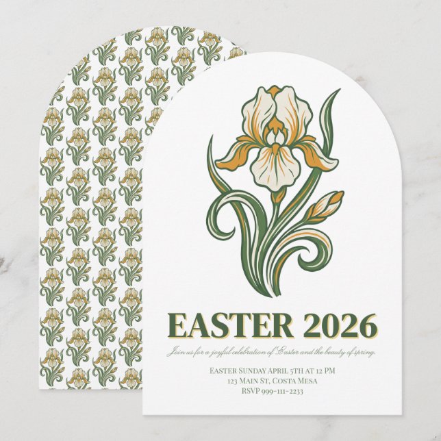 Invitación Modern Botanical Easter Blessings (Anverso / Reverso)