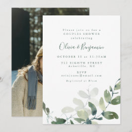 Invitación Modern Botanical Eucalyptus Couples Shower Photo