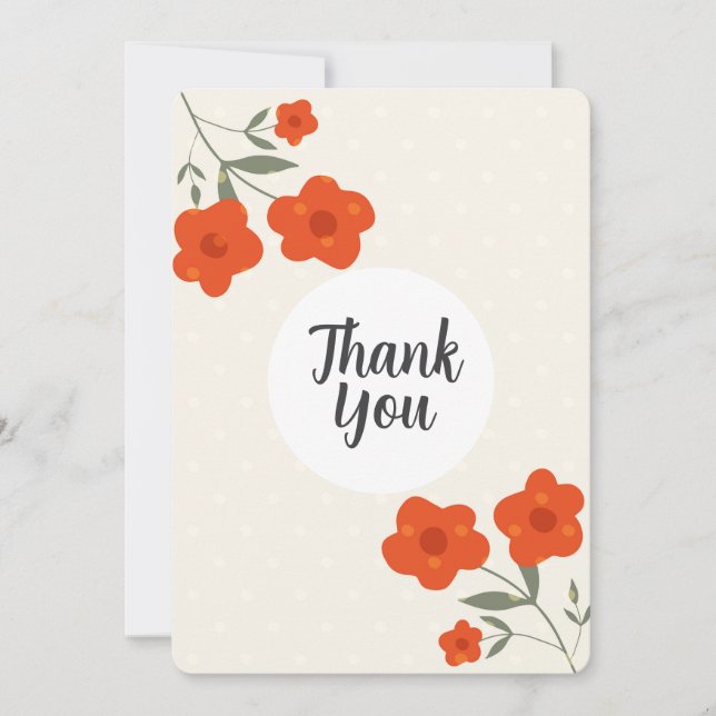 Invitación Modern Botanical orange floral thank you card  (Anverso)