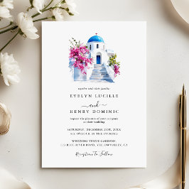 Invitación Modern Bougainvillea Santorini Destination Wedding