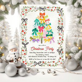 Invitación Modern Bow Christmas Tree Party