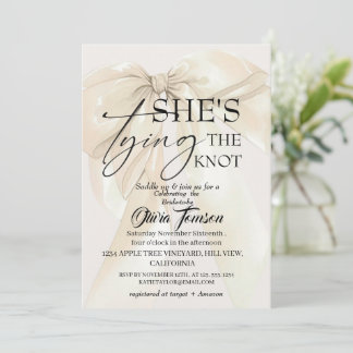 Invitación Modern Bow She's Tying the Knot Bridal Shower