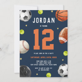 Invitación Modern Boys Tema Deportivo Fiesta de cumpleaños