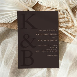 Invitación Modern Brown Monogram Minimalist Wedding