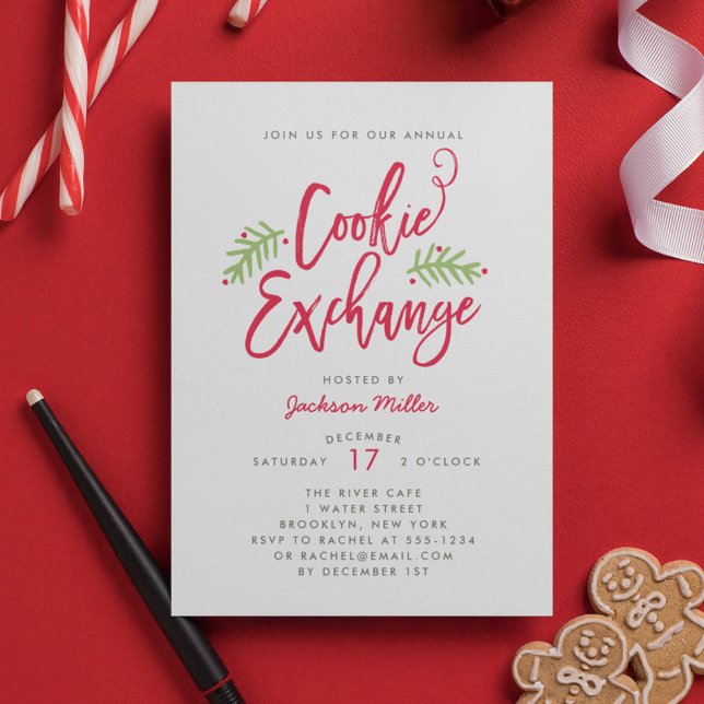 Invitación Modern Brush Script Cookie Exchange Party (Subido por el creador)