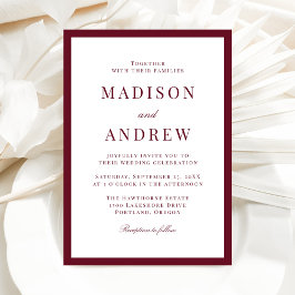 Invitación Modern Burgundy Border Wedding
