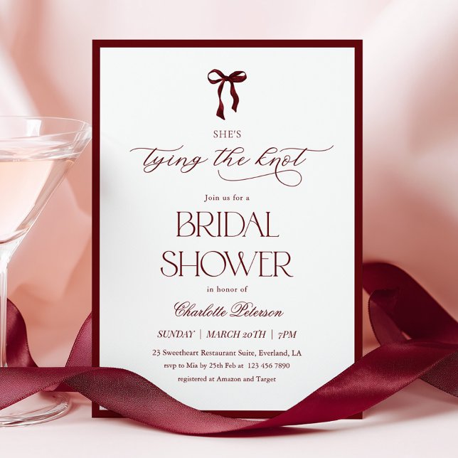 Invitación Modern Burgundy Bridal Shower Invitation (Subido por el creador)