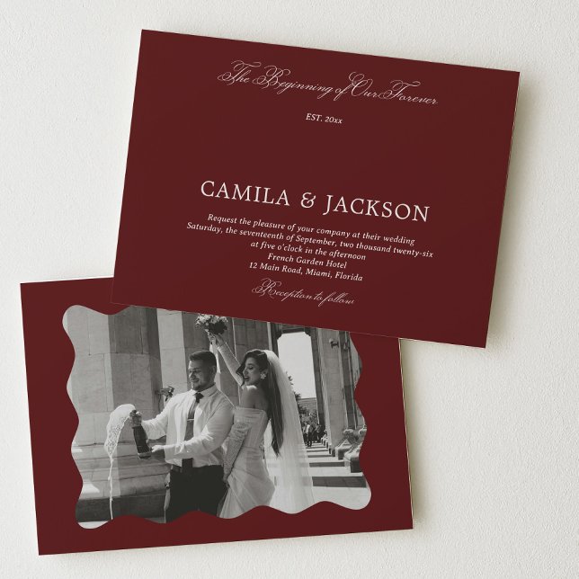 Invitación Modern Burgundy Wedding  (Subido por el creador)