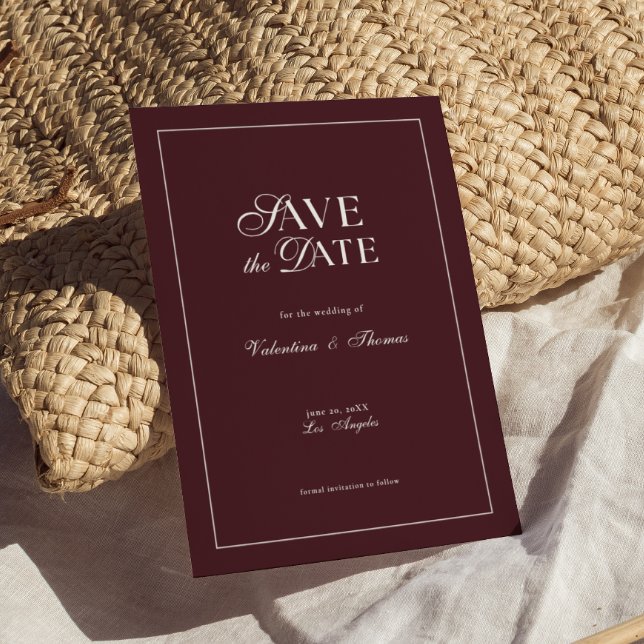 Invitación Modern Burgundy Wedding Save the Date (Subido por el creador)