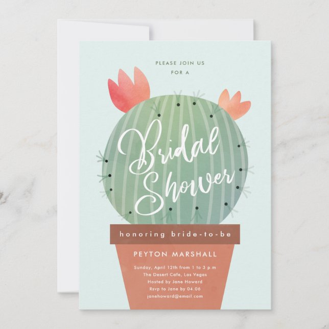 Invitación Modern Cactus Bridal Shower (Anverso)
