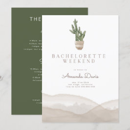 Invitación Modern Cactus Desert Western Bachelorette Weekend 