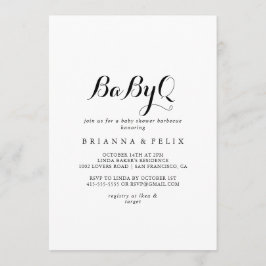 Invitación Modern Calligraphy BabyQ Baby Shower Barbecue