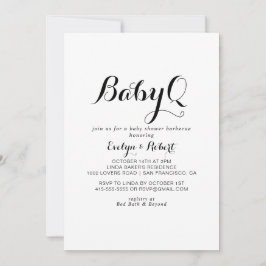 Invitación Modern Calligraphy BabyQ Baby Shower Barbecue
