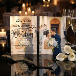 Invitación Modern Calligraphy Script 2 Photo Overlay Wedding