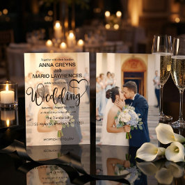 Invitación Modern Calligraphy Script 2 Photo Overlay Wedding