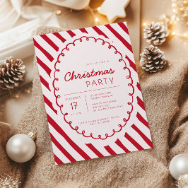 Invitación Modern Candy Cane Theme Christmas Party Invitation