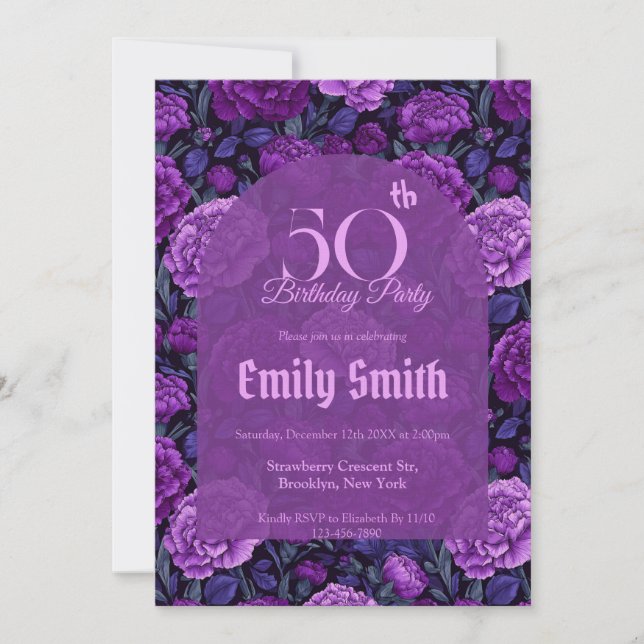 Invitación Modern Carnation Aesthetic Birthday Event (Anverso)