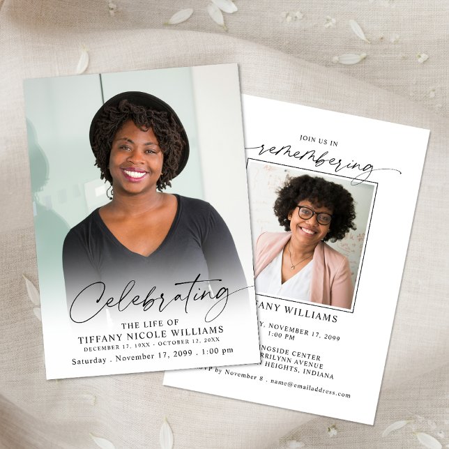 Invitación Modern Celebration of Life Memorial Funeral Photo (Subido por el creador)