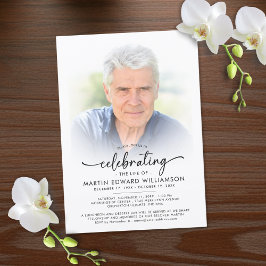 Invitación Modern Celebration of Life Memorial Funeral Photo