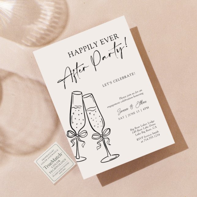 Invitación Modern Champagne Bow Happily Ever After Party (Subido por el creador)